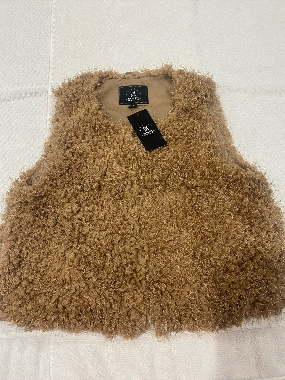 Noless Faux Shearling Vest in Camel